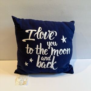 Navy Blue Throw Pillow with White Text Novelty Kids